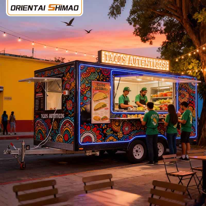 Mobiler Catering-Anhänger, Streetfood-Hotdog-Wagen, voll ausgestatteter Lebensmittelanhänger, Imbisswagen